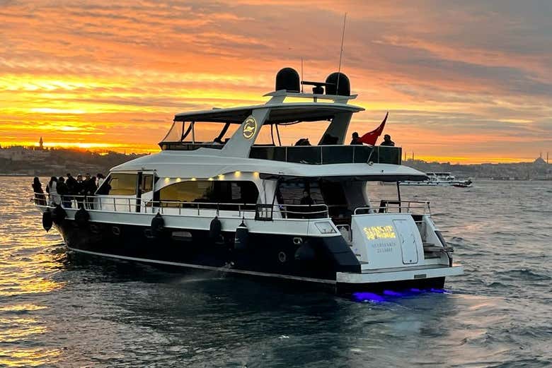 Sail along the Bosphorus at sunset
