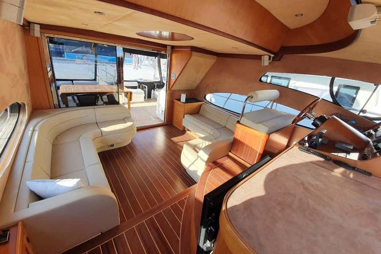 Interior lounge of the yacht